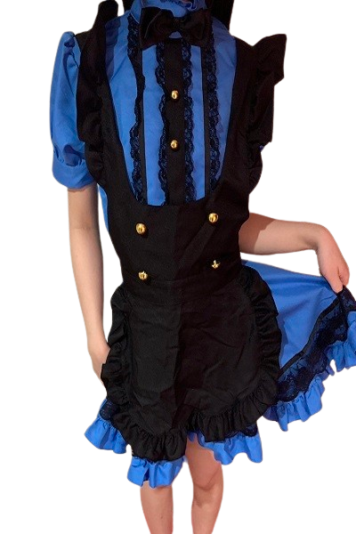 【054】青メイド服