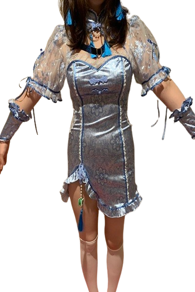 【166】青チャイナ服